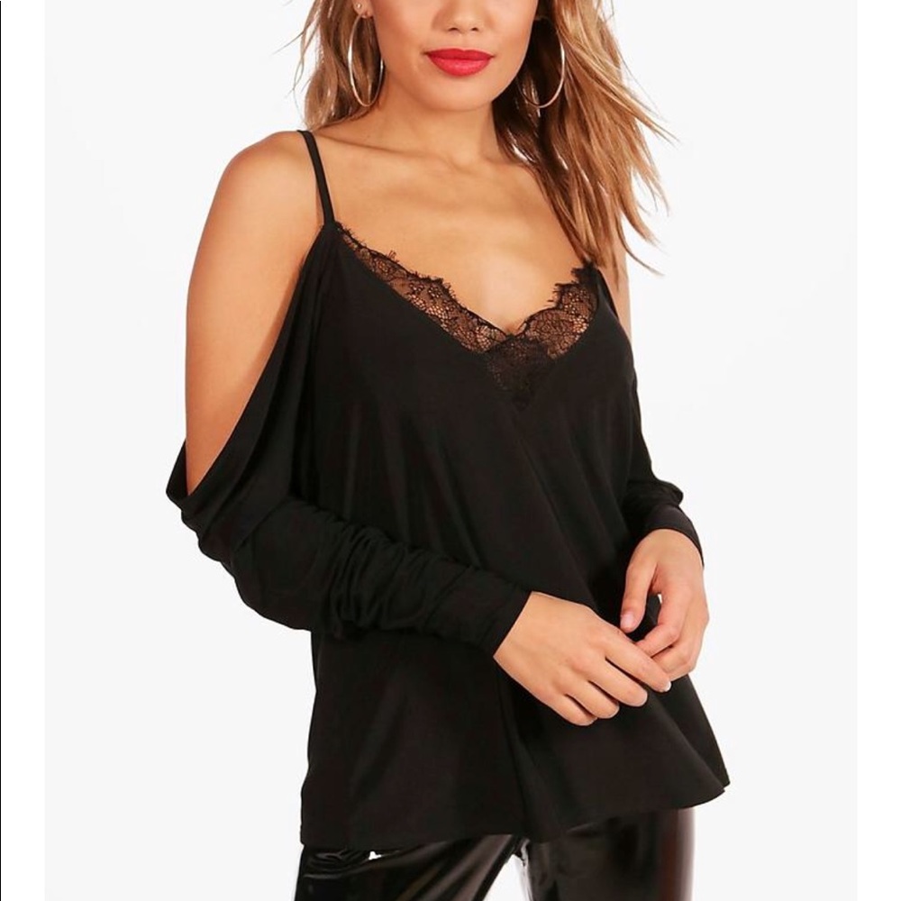 Lace cold shoulder top